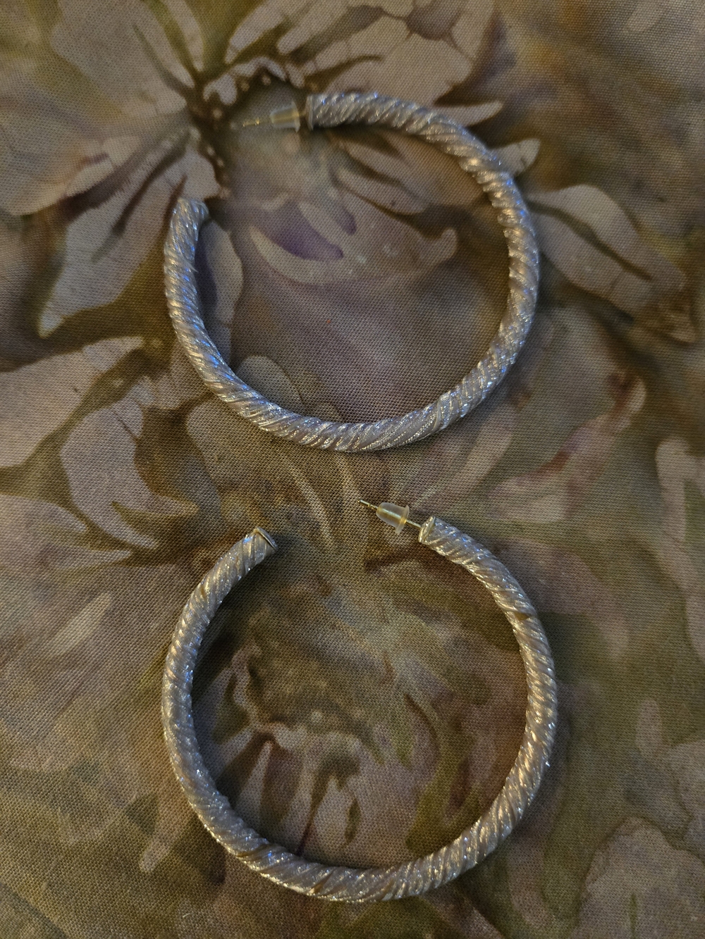 Silver-pink Tone Twisted Hoop Earrings - Women Jewelry